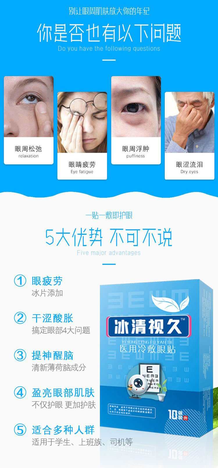 冰清視久冷敷眼貼幫你解決以下各種問題 冰清視久冷敷眼貼幫你解決以下各種問題