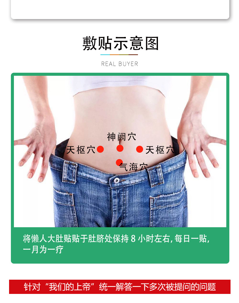 懶人大肚貼膏藥敷貼示意圖及穴位展示 懶人大肚貼膏藥敷貼示意圖及穴位展示